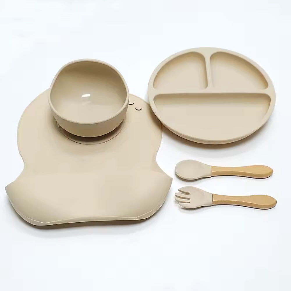 Set Pappa in Silicone 5 Pezzi con Base Antiscivolo