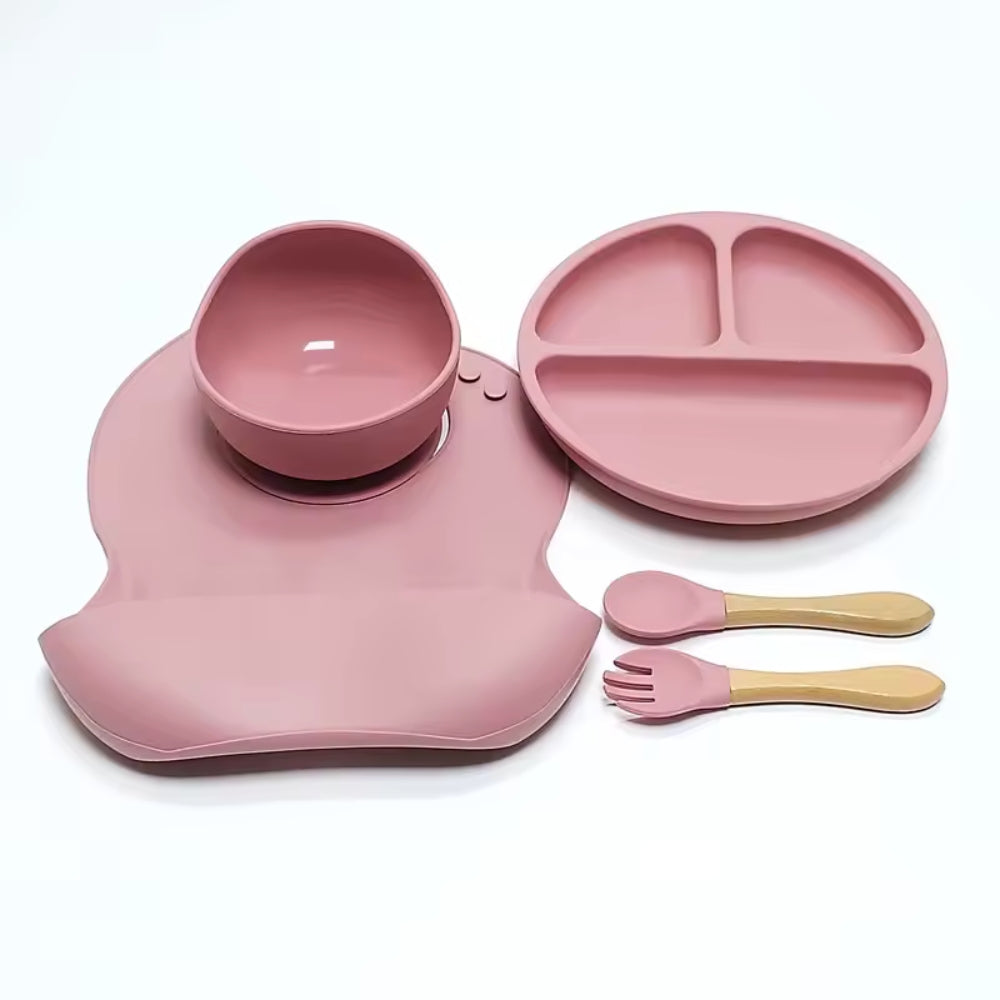 Set Pappa in Silicone 5 Pezzi con Base Antiscivolo