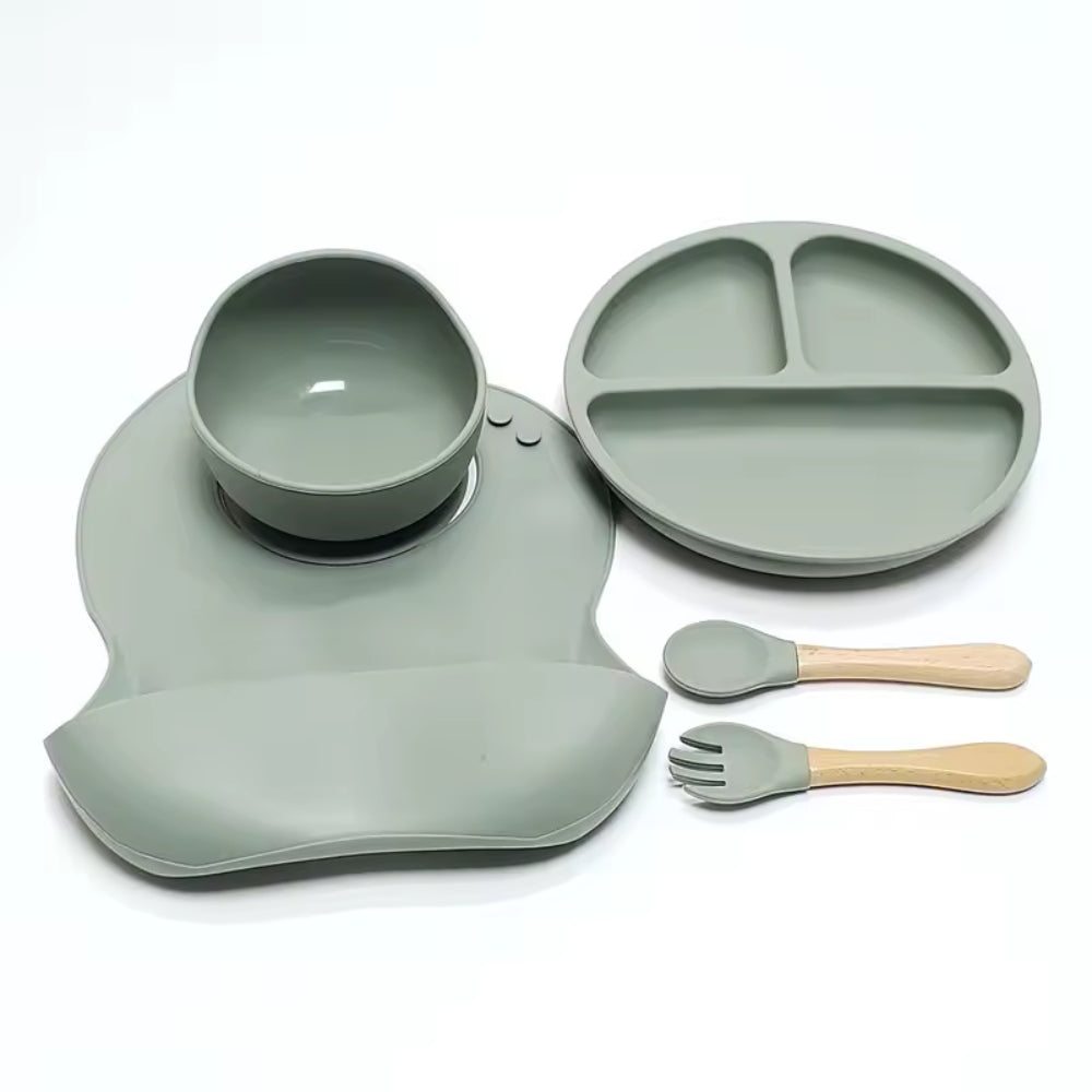Set Pappa in Silicone 5 Pezzi con Base Antiscivolo