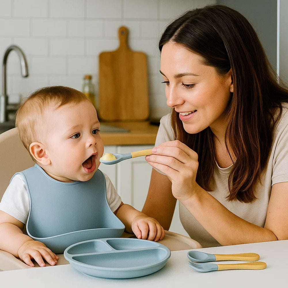 Set Pappa in Silicone 5 Pezzi con Base Antiscivolo