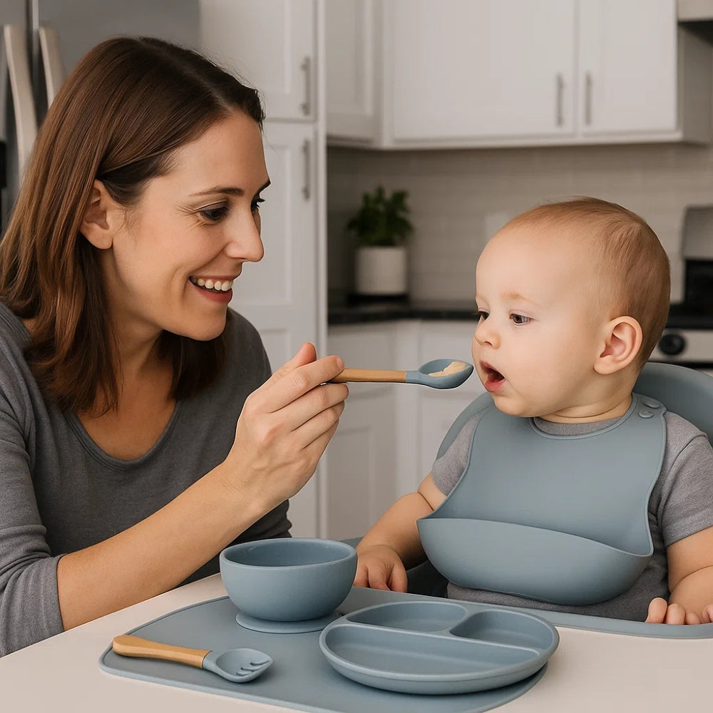 Set Pappa in Silicone 5 Pezzi con Base Antiscivolo