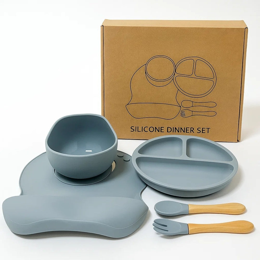 Set Pappa in Silicone 5 Pezzi con Base Antiscivolo